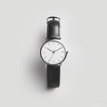 Men's Black Leather Strap Watch
