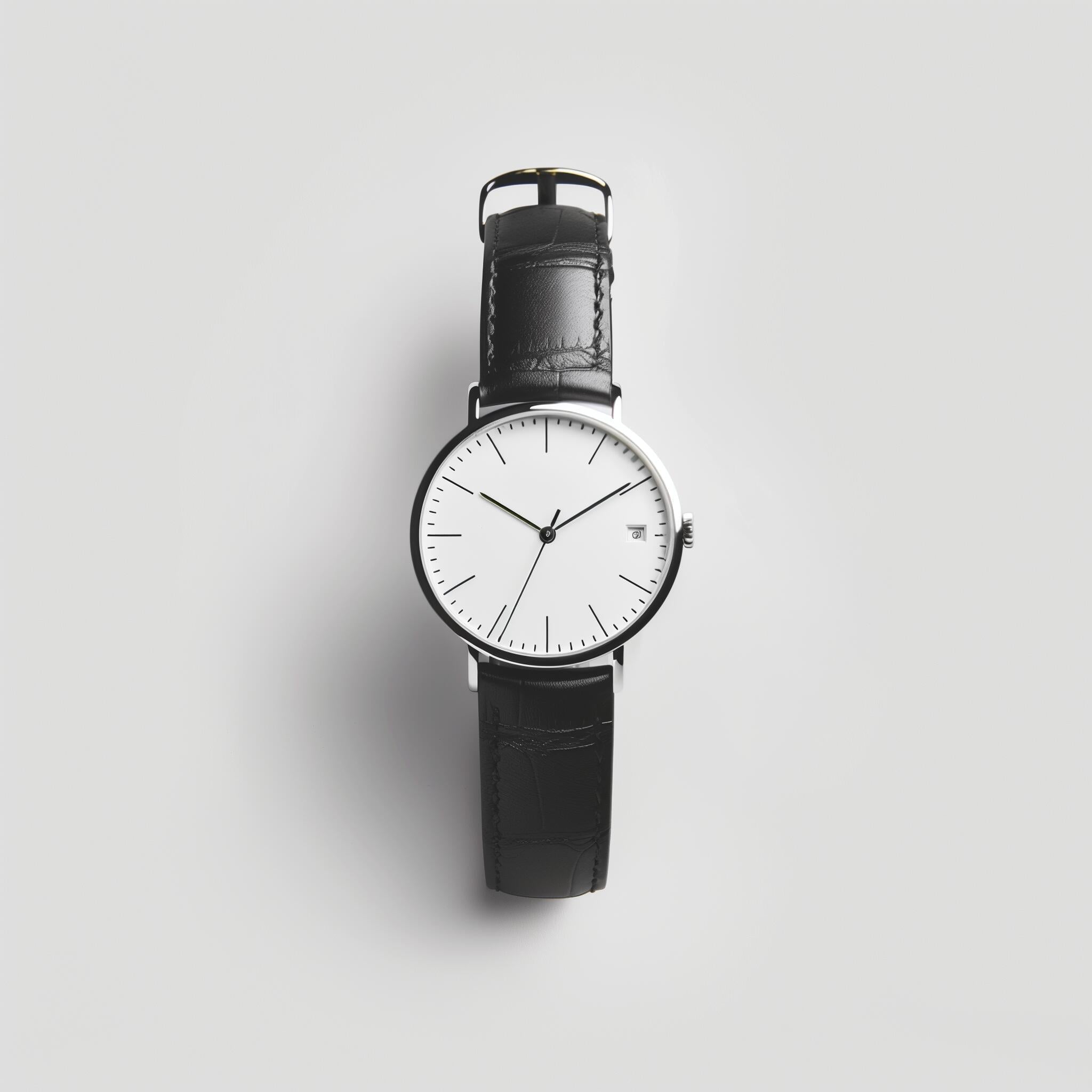 Men's Black Leather Strap Watch