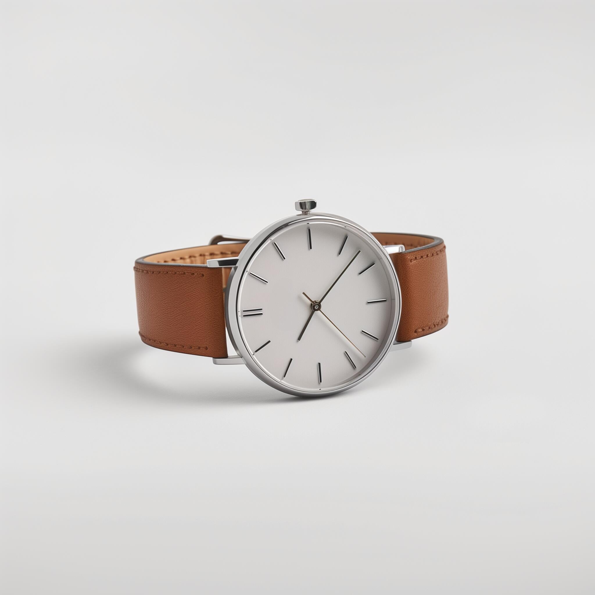 Men's Brown Leather Strap Watch